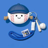 Blue Silicone AirPods Case 3″ - Funny Baseball Cartoon Pendant